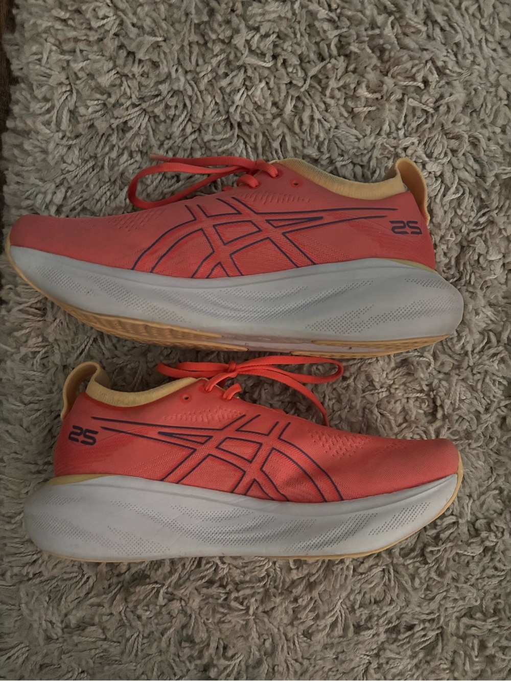 ASICS Gel Nimbus Coral Running Shoe with Yellow Liner